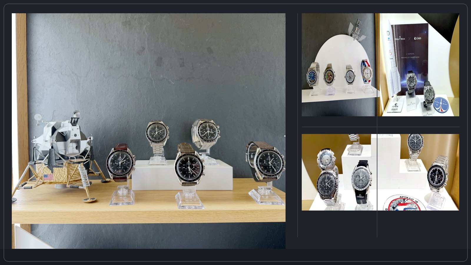 montres de la conquête spatiale chez Mostra avec Omega Speedmaster et RALF TECH